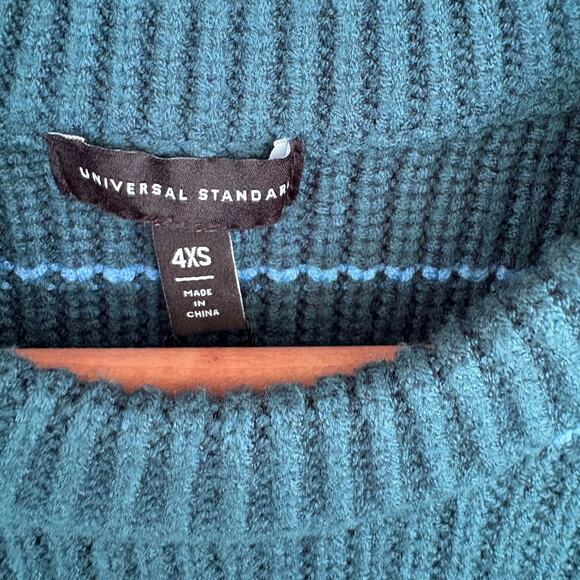 Universal Standard Striped Pullover Sweater 4XS NWT 2XS Green Blue Prep 90s Y2K - Picture 5 of 6
